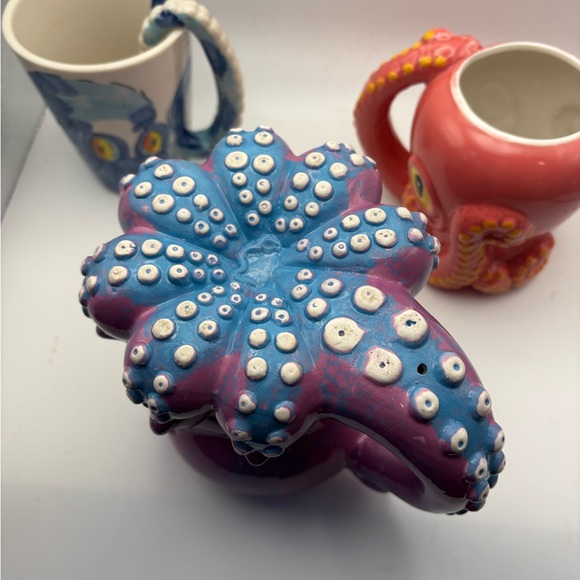 Oceanic Charm Ceramic Mug Trio - Blue, Pink, and Purple - Picture 11 of 16